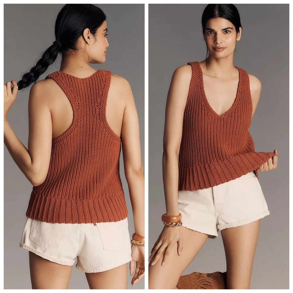 Anthropology Pilcro V-Neck Ribbed Sweater Tank Top